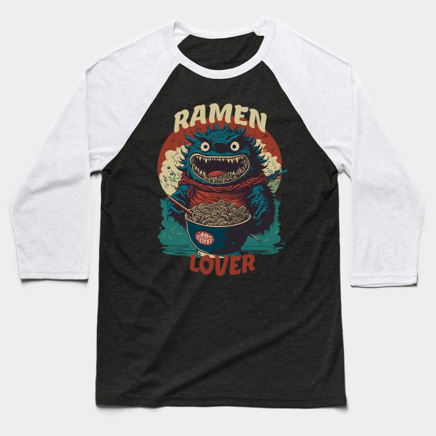 Ramen lover Japanese style monster Baseball T-Shirt by arrowdesigns19